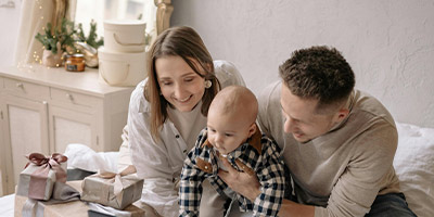 family enjoying moments with baby